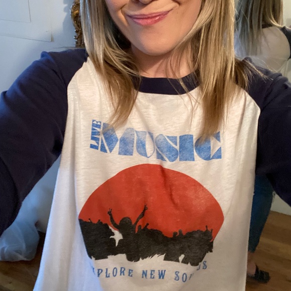 PST by Project Social T “Live Music” graphic print 3/4 sleeve baseball t-shirt S - Picture 2 of 6